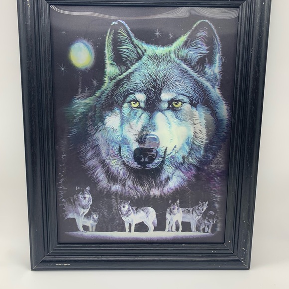 Vintage 3 Dimension Lenticular Framed Watching Wolves Multi Pictures - Picture 4 of 16